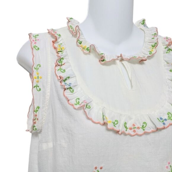 GIRLS FROM SAVOY Floral Farmhouse Ruffle Top 2 - Picture 3 of 8